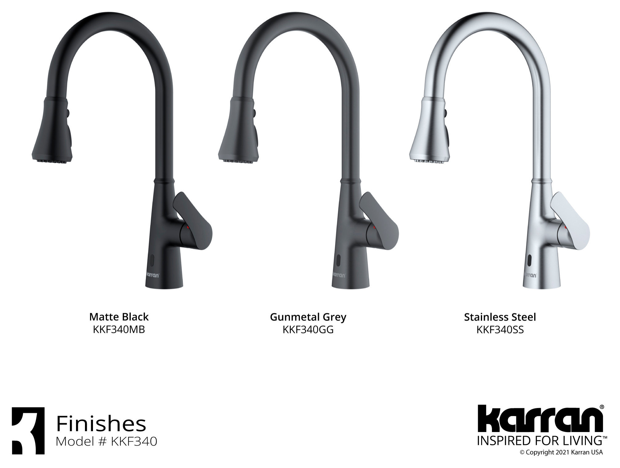 Karran Touchless One-Handle Triple Function Sprayer Faucet, Matte Black