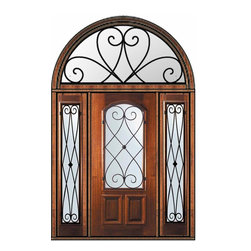 Prehung Sidelites-Transom Door 80 Mahogany Charleston Arch Lite - Front Doors