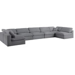 Meridian Furniture - Serene Linen Textured Fabric Deluxe Comfort 7-Piece U-Shaped Sectional, Gray - There's lots to love about the Serene linen textured deluxe cloud-like comfort modular collection, and this piece is not an exception. The soft Gray linen textured fabric is cozy and sleek to the touch while the overstuffed down/feather cushions provide gentle support so you can relax and unwind like a VIP. Customize your seating with this modular set by adding the pieces you like most. Latches under each piece make it easy to snap them into position for a look that's modern yet welcoming.