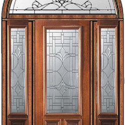 Prehung Sidelites-Transom Door 96 Wood Mahogany Marsala 2/3 Lite - Front Doors