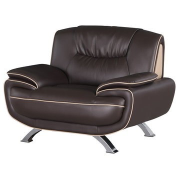 Allesio Contemporary Premium Leather Match Chair, Brown