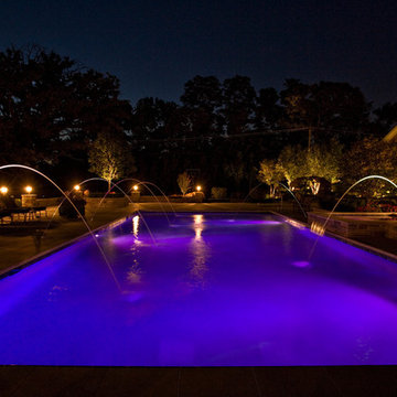 Lake Forest, IL Swimming Pool and Raised Hot Tub with Laminar Fountains