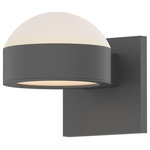 Sonneman - Reals Up/Down Sconce Plate Lens and Dome Cap, White Lens, Textured Gray - Beautifully executed forms of sculptural presence and simplicity that are equally at home inside or out.