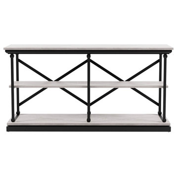 Furniture of America Drewden Transitional Wood 2-Shelf Console Table in White