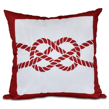 Nautical Knot, Geometric Print Pillow, Red, 18"x18"