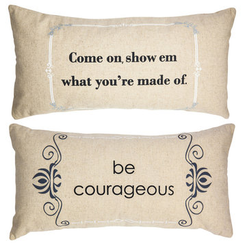 Be Courageous Motivational Quote Double Sided Pillow for Women Teens Girls