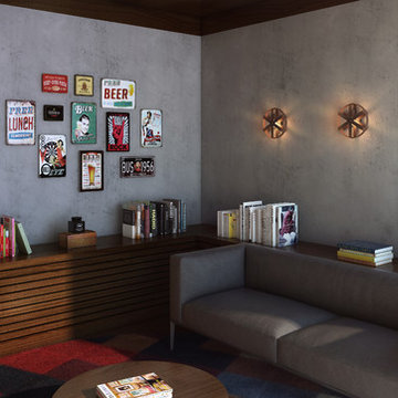 Reel 1-Light Rustic Bronze Wall Sconces in Living Room