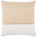 Jaipur Living - Jaipur Living Sila Geometric Throw Pillow, Gold/White, Down Fill - Sophisticated simplicity defines the texturally inspiring Taiga collection. Crafted of soft linen, viscose, and cotton, the Sila pillow boasts a mix of pattern-rich and embroidered details. Golden and white tones lend a bright and airy vibe to any space.