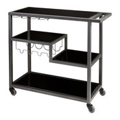 Zephs Bar Cart, Gunmetal Gray, Gray