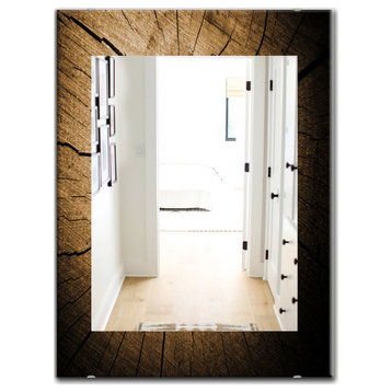 Designart Wood Curve Traditional Frameless Vanity Mirror, 28x40