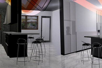 Example of a large trendy home design design in Miami