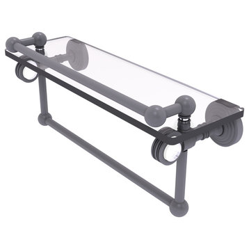 Pacific Grove 16" Dotted Glass Shelf and Towel Bar, Matte Gray