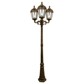 Royal 89" 33 LED Triple Solar Lamp Post With Weathread Bronze