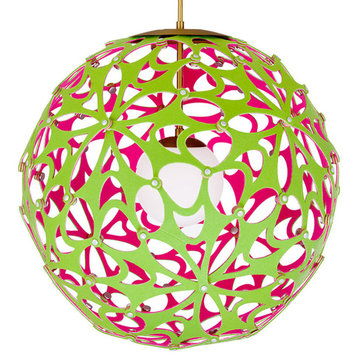 Modern Forms PD-89948 Groovy 48"W LED Globe Chandelier - Green / Pink / Aged