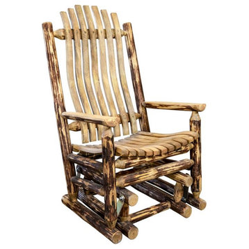 Montana Woodworks Glacier Country Transitional Wood Glider Rocker in Brown