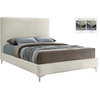 Geri Velvet Upholstered Bed, Cream, Queen