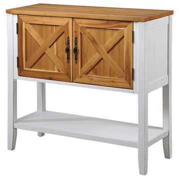 TATEUS  35" Rustic Charm Farmhouse Console Table for Storage and Display, Antique White