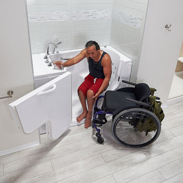 Ella Wheelchair Transfer 32"x52" Walk-In Bathtub,Outswing Door,Faucet,Dual Drain