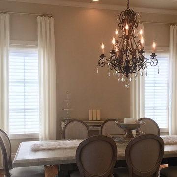 Dining Room Sheer Linen Drapes French Returns Gold Brass