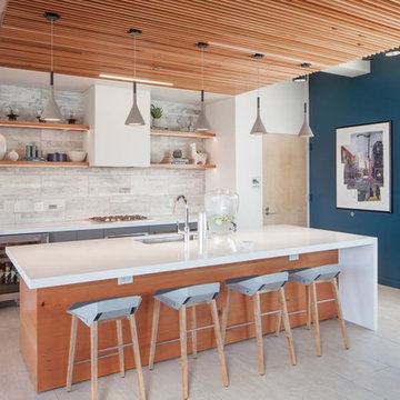 EzyJamb framed timber doors on either side of the kitchen.