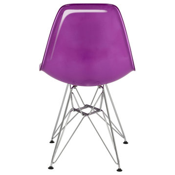 LeisureMod Cresco Molded 2-Tone Eiffel Side Chair White Purple