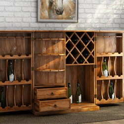 Raleigh Natural Solid Rosewood Traditional Hideaway Wine Bar Cabinet - Wine And Bar Cabinets