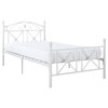 Roseberry Kids Farmhouse Metal Twin Bed with Lattice Work Header in White