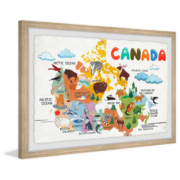 "Rainbow Canadian Map" Framed Painting Print, 30"x20"
