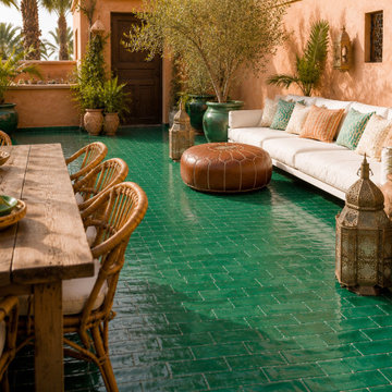 Glossy Green Moroccan Bejmat Floor Tile Patio