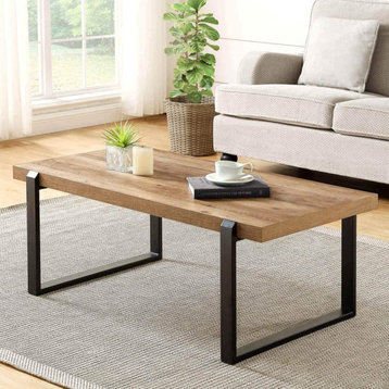 Rustic Coffee Table Wood and Metal for Living Room