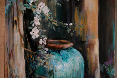 original painting for sale: Turquise Clay Pot