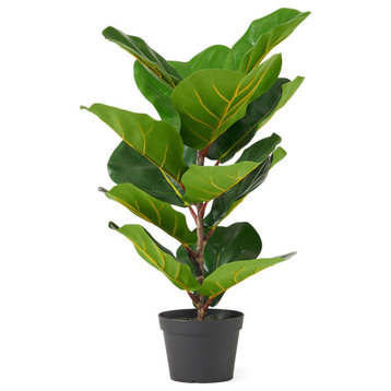 Socorro 2' x 1' Artificial Tabletop Fiddle-Leaf Fig Tree, 13.78 W X 13.78 D X 25.6 H