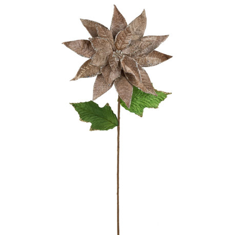 Artificial Poinsettia Stem Floral Stem , Mocha, 24"