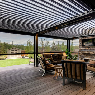 Enclosed StruXure Adjustable Pergola Outdoor Sitting Area with Lights & Heaters