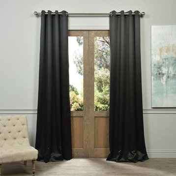 Jet Black Grommet Room Darkening Curtain, Set of 2, 50"x96"