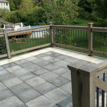 Cobblestone Gray Tile Deck Outline with DekTek Tile's New Limestone color!