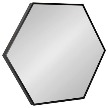 Rhodes Framed Hexagon Wall Mirror, Black, 22x25