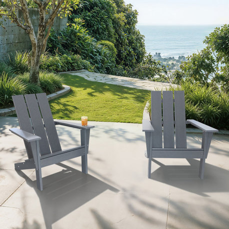 Arcadia Outdoor Patio Adirondack Chair, Gray, Set of 2