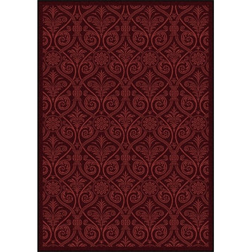 Joy Carpets Any Day Matinee, Theater Area Rug, Damascus, 10'9"X13'2", Burgundy