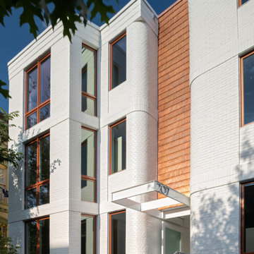 Brickwork which references the neighboring historic properties