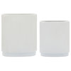Ceramic 8"H Ridged Vase, White