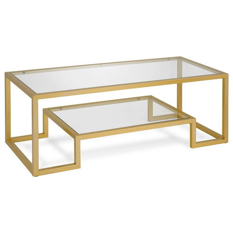 Athena 45'' Wide Rectangular Coffee Table in Brass