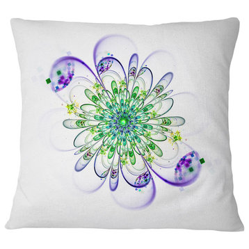 Fascinating Green Purple Fractal Flower Floral Throw Pillow, 16"x16"