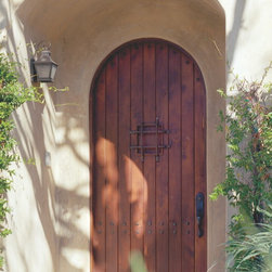 ETO Doors - Rustic, Arched, Solid Mahogany Wood Door with Speak Easy Grill. - Front Doors