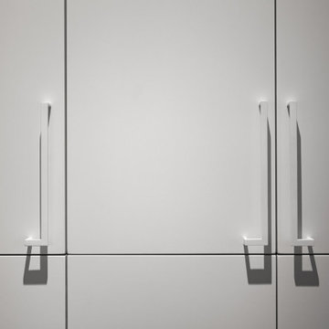White Wardrobe Doors with Stainless J Pulls