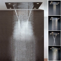 Trialo Solid Brass Recessed Color Changing Water Powered Led Shower with Adjusta - Showerheads And Body Sprays