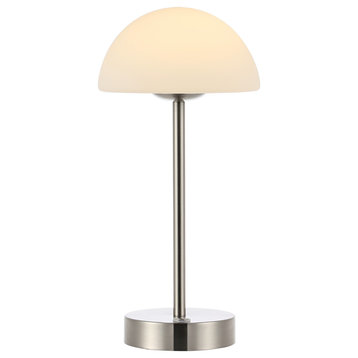 Xavier 12.5" Modern Minimalist Iron Rechargeable Integrated LED Table Lamp, Nickel