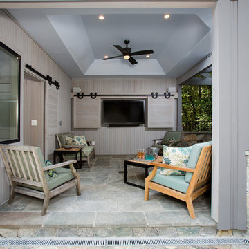 Covered Poolside Seating with Flat-Screen TV