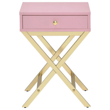 Coleen Side Table, Pink and Gold