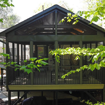 Struxture X Pergola, Sunroom, Westbury Rail Tuscany Bronze Azek Weathered Teak
